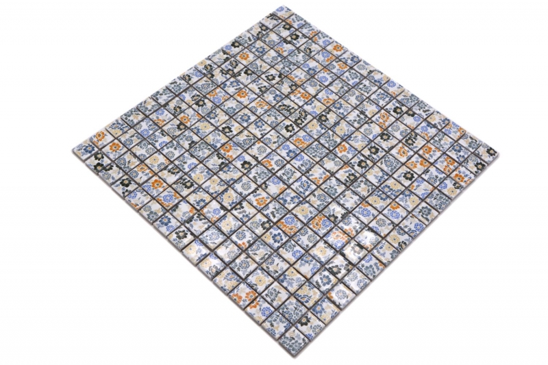 Mosaico di ceramica retro vintage bianco colorato fiori mosaico backsplash MOS18C-1401