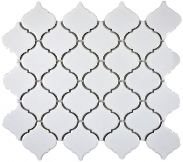 Mosaico vintage dipinto a mano in ceramica fiorentina bianca lucida MOS13-1WG_m