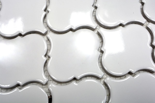 Mosaico vintage dipinto a mano in ceramica fiorentina bianca lucida MOS13-1WG_m