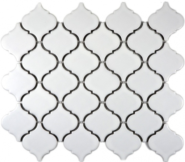 Mosaico vintage dipinto a mano in ceramica fiorentina bianco opaco MOS13-11WM_m