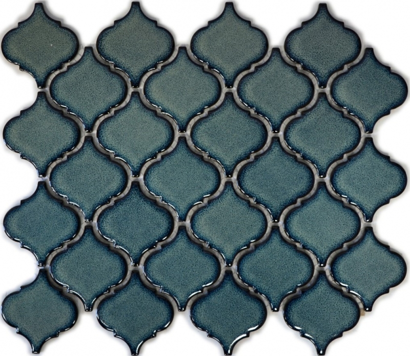 Piastrella di mosaico vintage fiorentina in ceramica blu maculata lucida da parete bagno cucina WC - MOS13-0408