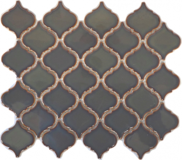 Mosaico vintage dipinto a mano in ceramica fiorentina verde antico lucido MOS13-0508_m