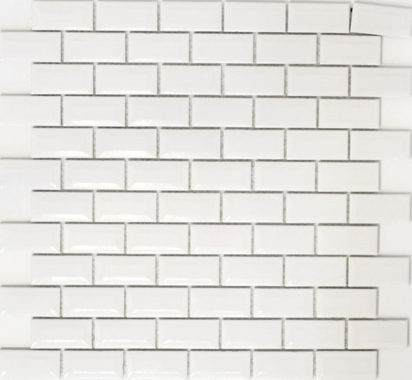 Mini Metro Subway mosaico sfaccettato BIANCO piastrelle di ceramica backsplash cucina MOS26-0102