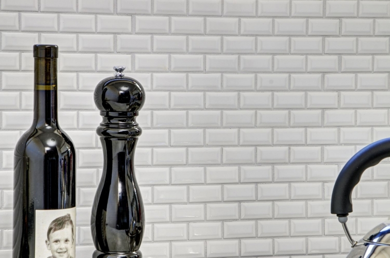 Mini Metro Subway mosaico sfaccettato BIANCO piastrelle di ceramica backsplash cucina MOS26-0102