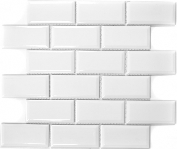 Campione a mano Metro Subway mosaico piastrelle ceramica BIANCO piastrelle backsplash cucina parete MOS26M-0101_m