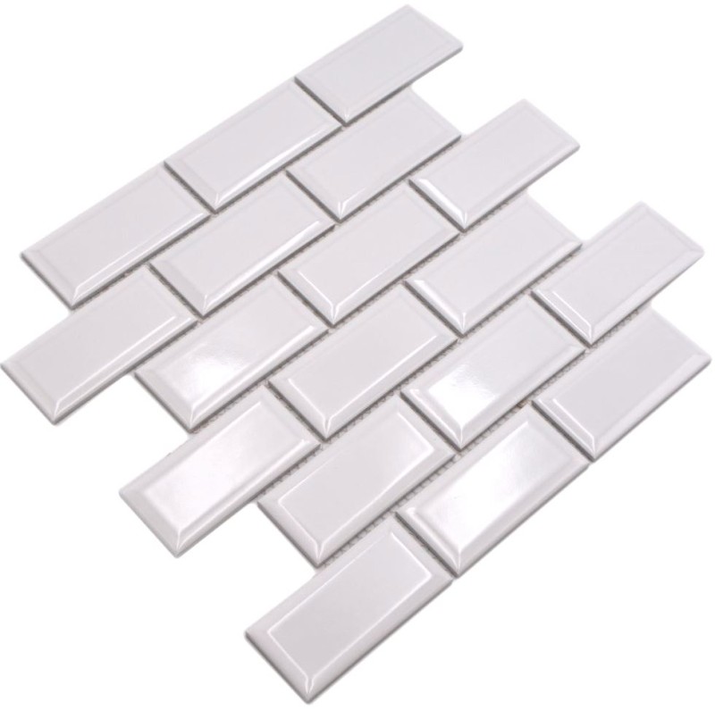 Metro Subway piastrelle WHITE facet mosaico piastrelle in ceramica backsplash parete cucina MOS26M-0101