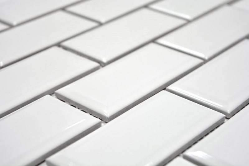 Campione a mano Metro Subway mosaico piastrelle ceramica BIANCO piastrelle backsplash cucina parete MOS26M-0101_m