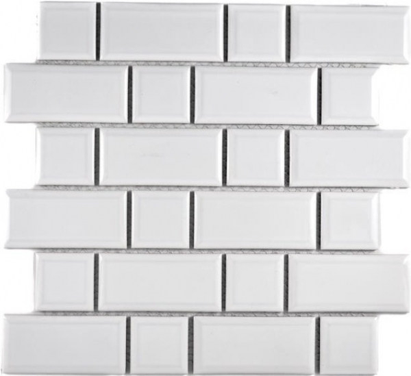 Campione a mano Metro Subway mosaico piastrelle ceramica bianco backsplash cucina muro MOS26WM-0101_m
