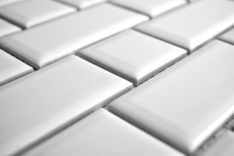 Campione a mano Metro Subway mosaico piastrelle ceramica bianco backsplash cucina muro MOS26WM-0101_m