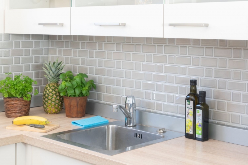 Metro Subway Tiles Grey Mud Facet Mosaic Tile Ceramic Tile Backsplash Kitchen Wall MOS26WM-0202