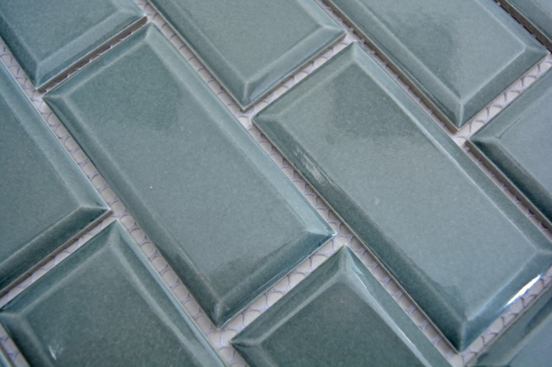 Metro Subway Tiles Petrol Grey Green Facet Mosaic Tile Ceramic Tile Backsplash Kitchen Wall MOS26M-0218