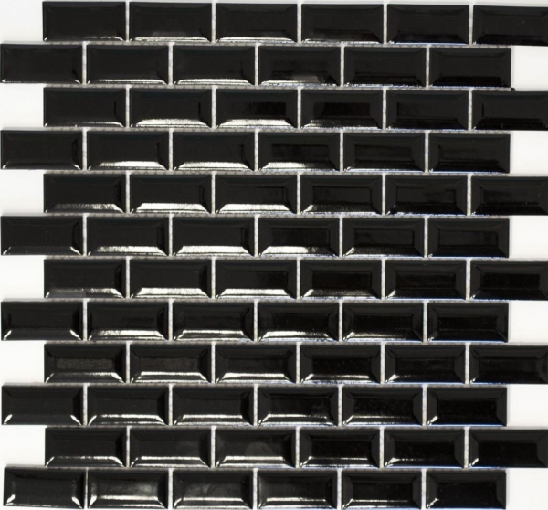 Campione a mano Mini Metro Subway mosaico piastrelle ceramica nero backsplash cucina MOS26-0302_m