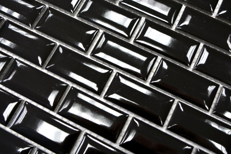 Campione a mano Mini Metro Subway mosaico piastrelle ceramica nero backsplash cucina MOS26-0302_m