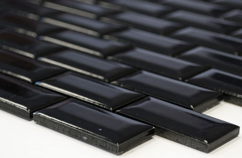 Campione a mano Mini Metro Subway mosaico piastrelle ceramica nero backsplash cucina MOS26-0302_m