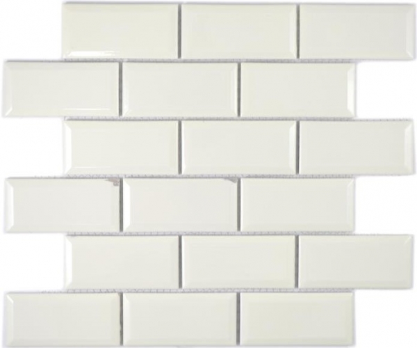 Metro Subway mosaico piastrelle ceramica avorio backsplash cucina MOS26-1902_f | 10 tappetini mosaico