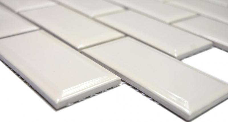 Metro Subway mosaico piastrelle ceramica avorio backsplash cucina MOS26-1902_f | 10 tappetini mosaico