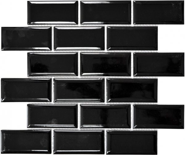 Campione a mano Metro Subway mosaico piastrelle ceramica backsplash cucina nero MOS26M-0303_m