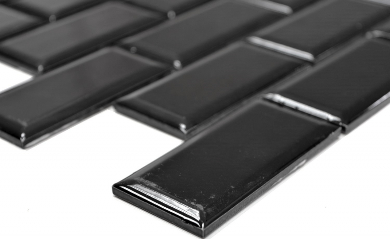 Campione a mano Metro Subway mosaico piastrelle ceramica backsplash cucina nero MOS26M-0303_m