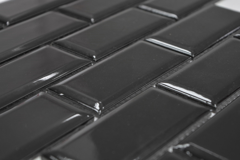Campione a mano Metro Subway mosaico piastrelle ceramica backsplash cucina nero MOS26M-0303_m