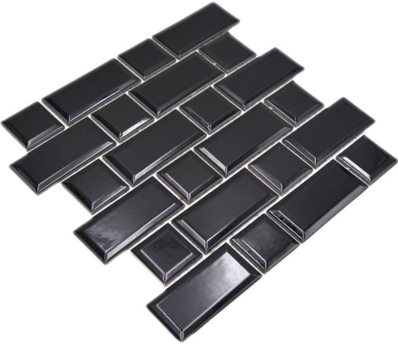 Metro Subway Tiles Black Facet Mosaic Tile Ceramic Tile Backsplash Cucina MOS26WM-0301