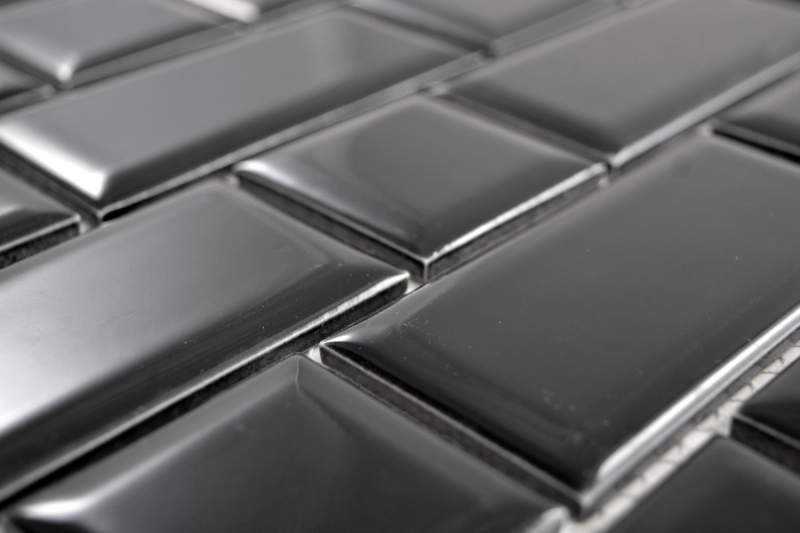Metro Subway Tiles Black Facet Mosaic Tile Ceramic Tile Backsplash Cucina MOS26WM-0301