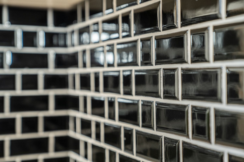 Metro Subway Tiles Black Facet Mosaic Tile Ceramic Tile Backsplash Cucina MOS26WM-0301