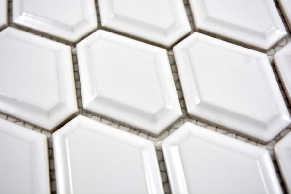 Modello di mosaico a mano piastrelle in ceramica diamante metro bianco lucido backsplash cucina MOS13MD-0101_m