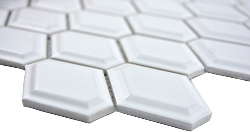 Piastrella a mosaico decorata a mano in ceramica diamante metro bianco opaco backsplash cucina MOS13MD-0111_m