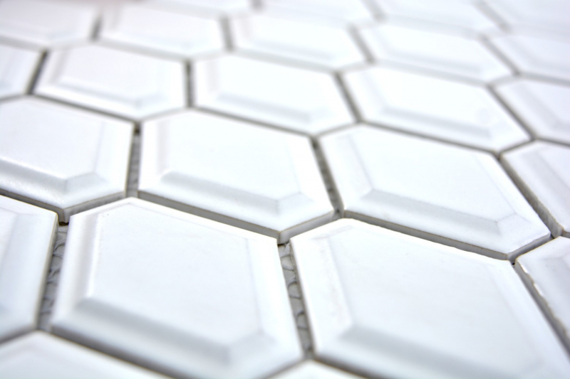 Piastrella a mosaico decorata a mano in ceramica diamante metro bianco opaco backsplash cucina MOS13MD-0111_m