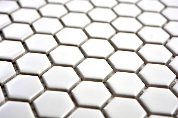 Modello a mano mosaico piastrelle ceramica esagono bianco lucido piastrelle backsplash cucina MOS11A-0102_m