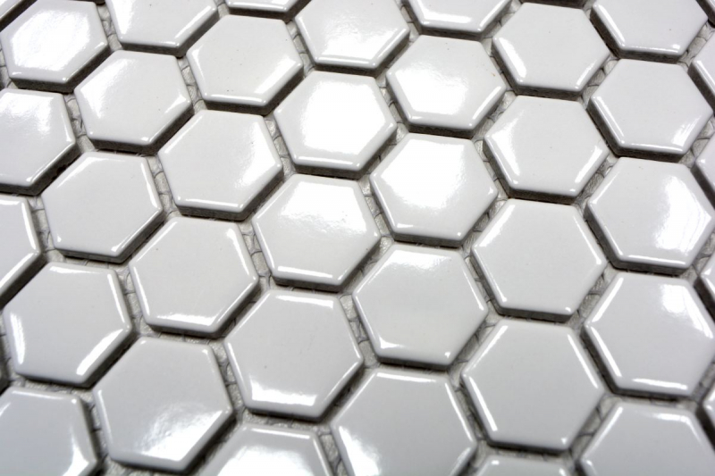 Modello a mano mosaico piastrelle ceramica esagono bianco lucido piastrelle backsplash cucina MOS11A-0102_m