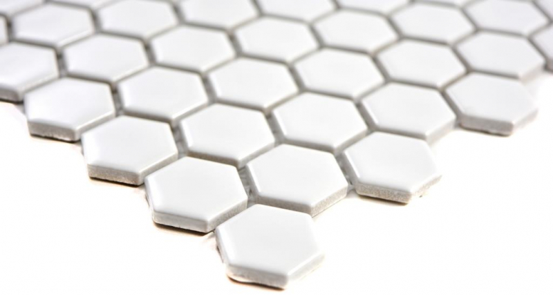 Modello a mano mosaico piastrelle ceramica esagono bianco lucido piastrelle backsplash cucina MOS11A-0102_m