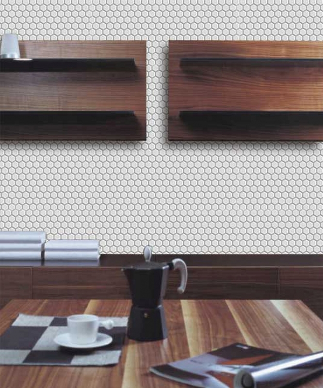 Piastrella di mosaico esagonale in ceramica mini piastrelle bianche lucide backsplash cucina rivestimento bagno piastrelle WC - MOS11A-0102