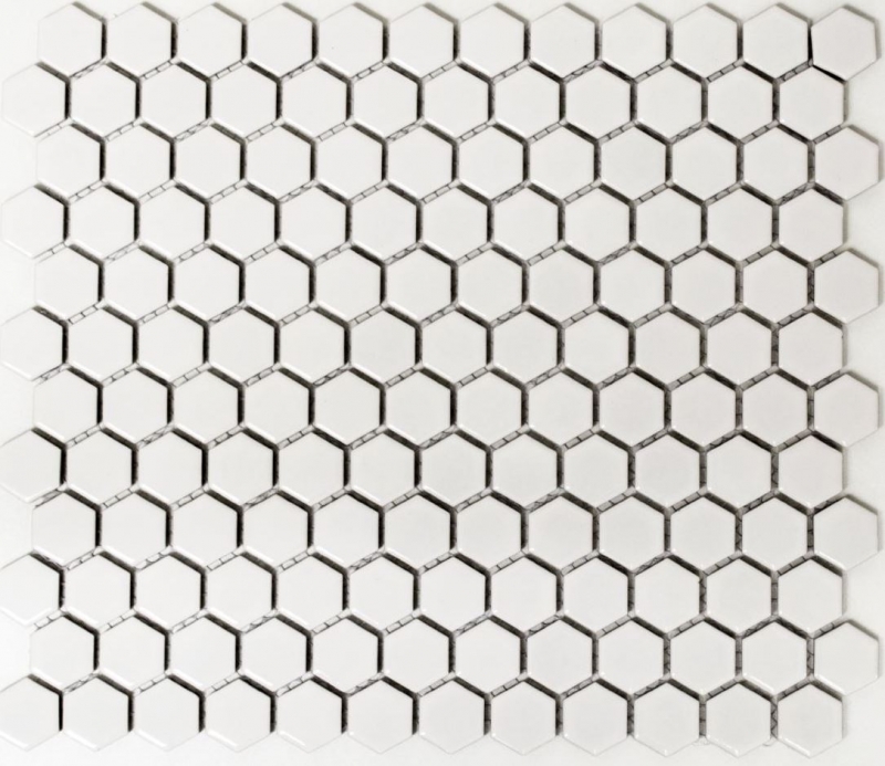 Piastrella di mosaico esagonale in ceramica mini bianco opaco parete doccia piastrella parete bagno piastrella cucina - MOS11A-0111