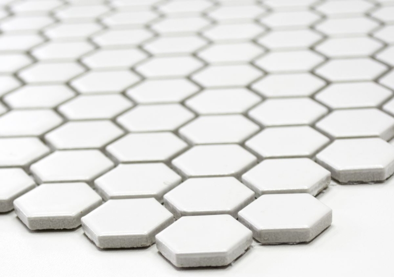 Piastrella di mosaico esagonale in ceramica mini bianco opaco parete doccia piastrella parete bagno piastrella cucina - MOS11A-0111
