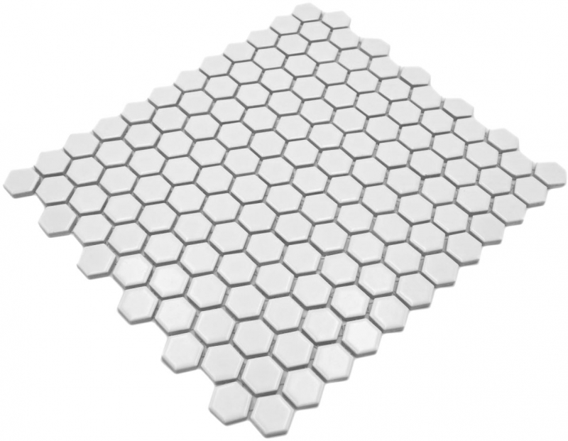 Piastrella di mosaico esagonale in ceramica mini bianco opaco parete doccia piastrella parete bagno piastrella cucina - MOS11A-0111