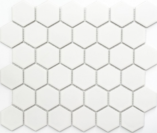 MOS11B-0111_m piastrella di mosaico a mano in ceramica esagono bianco opaco piastrelle da parete per bagno