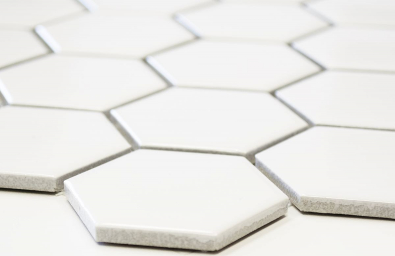MOS11B-0111_m piastrella di mosaico a mano in ceramica esagono bianco opaco piastrelle da parete per bagno