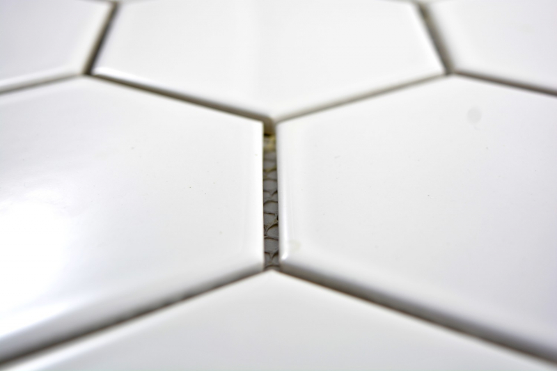 Modello a mano mosaico piastrella ceramica esagono bianco lucido cucina piastrella WC bagno piastrella MOS11F-0101_m