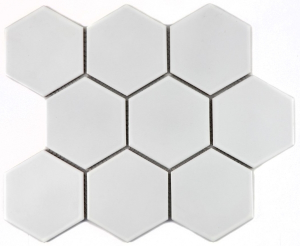 Piastrella a mosaico decorata a mano in ceramica esagonale bianca opaca piastrella per cucina piastrella per bagno WC MOS11F-0111_m