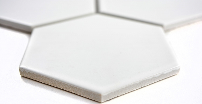 Piastrella a mosaico decorata a mano in ceramica esagonale bianca opaca piastrella per cucina piastrella per bagno WC MOS11F-0111_m
