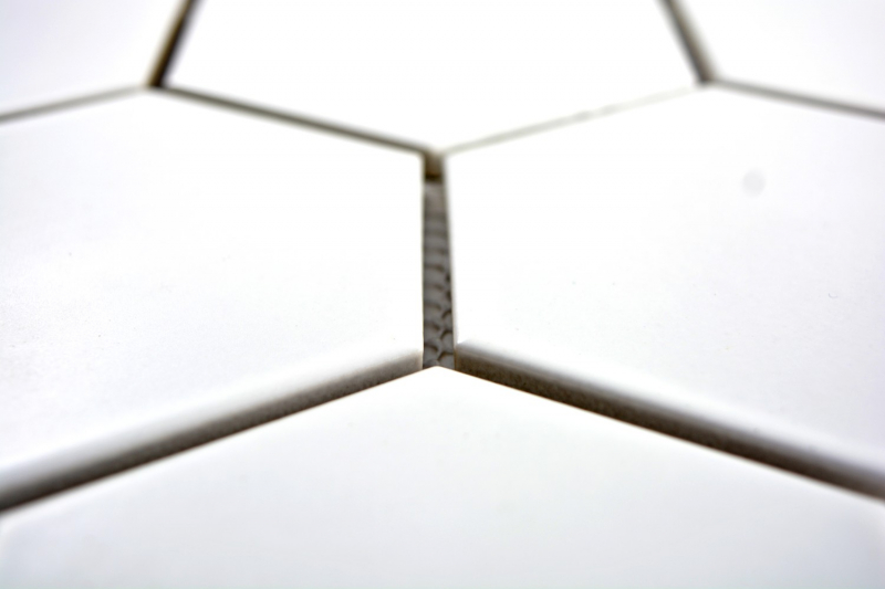 Piastrella a mosaico decorata a mano in ceramica esagonale bianca opaca piastrella per cucina piastrella per bagno WC MOS11F-0111_m