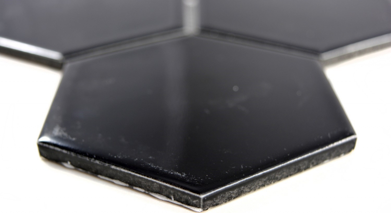 Mano modello mosaico piastrella ceramica esagono nero lucido cucina piastrella WC bagno piastrella MOS11F-0301_m