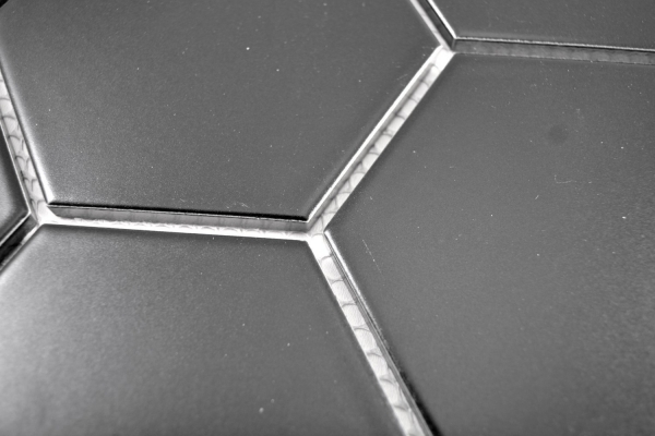 Piastrella a mosaico decorata a mano in ceramica esagono nero opaco piastrella per cucina piastrella per bagno WC piastrella MOS11F-0311_m