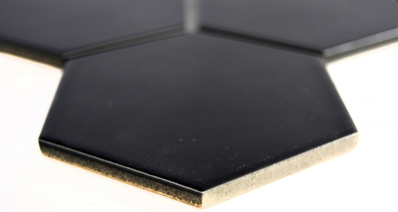 Piastrella a mosaico decorata a mano in ceramica esagono nero opaco piastrella per cucina piastrella per bagno WC piastrella MOS11F-0311_m