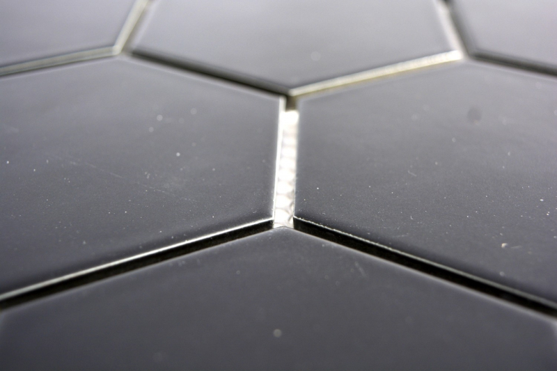 Piastrella a mosaico decorata a mano in ceramica esagono nero opaco piastrella per cucina piastrella per bagno WC piastrella MOS11F-0311_m