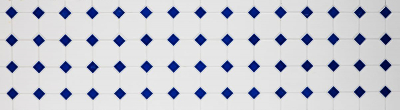 Mosaico dipinto a mano in ceramica ottagonale bianco opaco blu cobalto lucido MOSOcta-180_m
