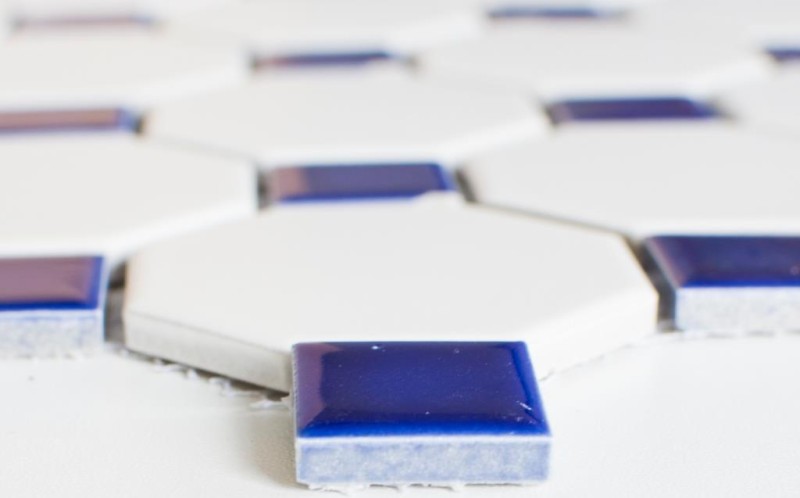 Piastrella di mosaico ottagonale ceramica blu bianco opaco blu lucido piastrella da parete bagno MOS13-OctaG464