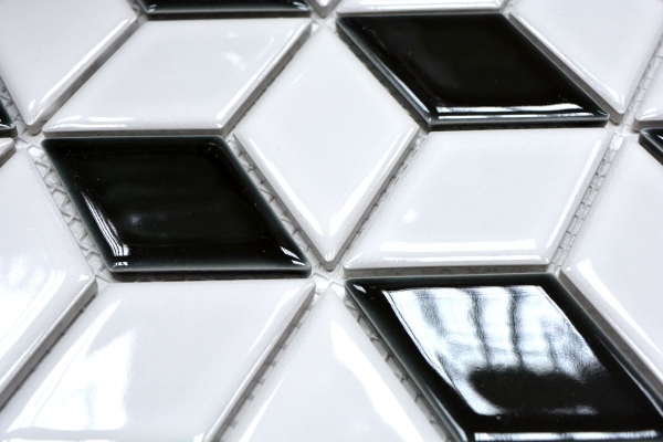 Mano modello mosaico piastrelle ceramica 3D cubo bianco nero lucido parete piastrelle bagno MOS13-OV01_m
