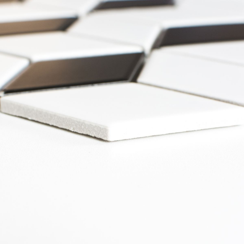 Piastrella di mosaico dipinta a mano in ceramica 3D cubo bianco nero opaco piastrella da parete bagno MOS13-OV09_m